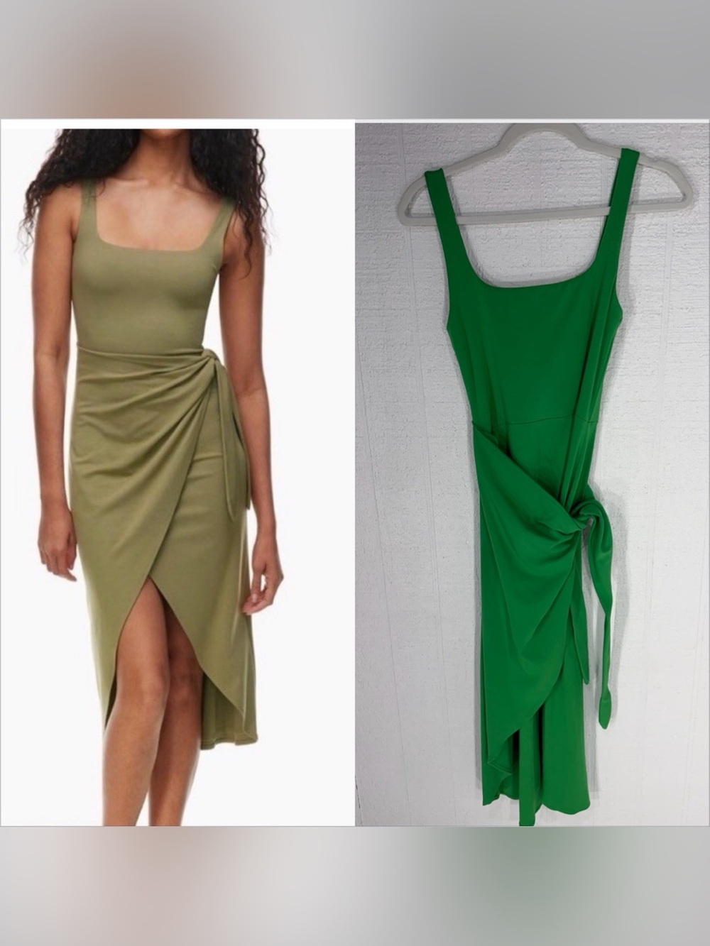 Wilfred side tie midi dress bright green size S